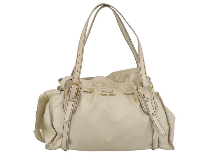 Borsa a tracolla Miu Miu in pelle beige e oro Auth 199416A D'oro - vista 2