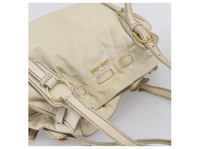 Borsa a tracolla Miu Miu in pelle beige e oro Auth 199416A D'oro - vista 6