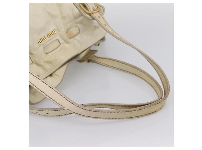 Borsa a tracolla Miu Miu in pelle beige e oro Auth 199416A D'oro - vista 7