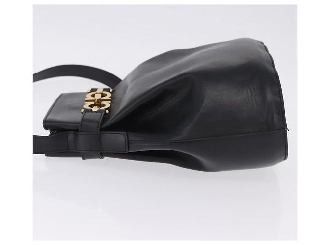 Borsa a tracolla Salvatore Ferragamo Gancini in pelle nera e oro Auth 202100 Nero - vista 5