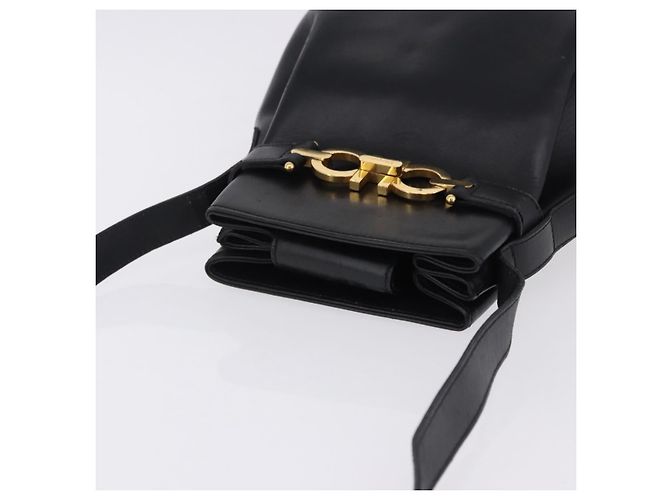 Borsa a tracolla Salvatore Ferragamo Gancini in pelle nera e oro Auth 202100 Nero - vista 6
