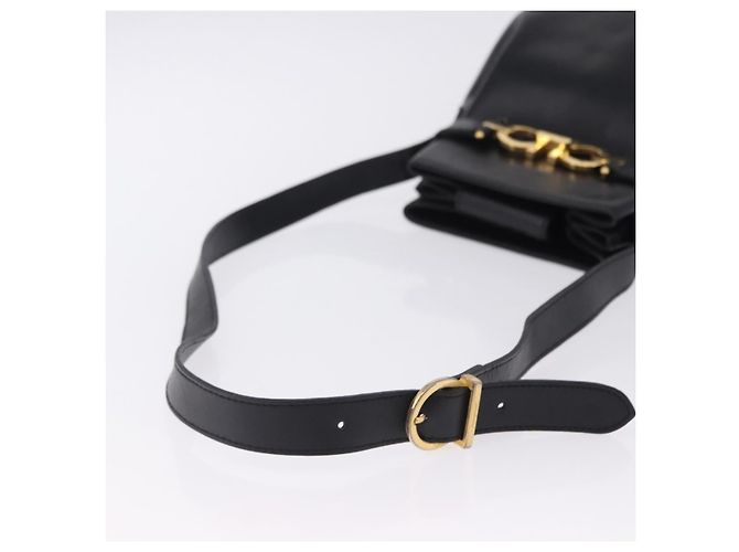 Borsa a tracolla Salvatore Ferragamo Gancini in pelle nera e oro Auth 202100 Nero - vista 7
