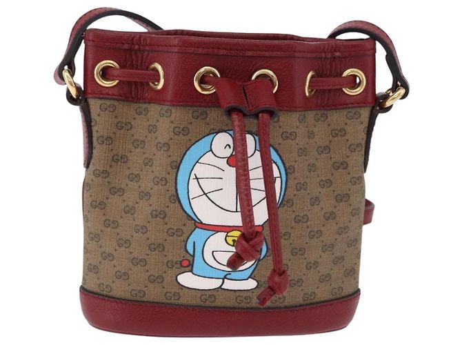 Borsa GUCCI Micro GG Supreme Fujiko-Pro PVC Beige Oro 647801 Auth 196955M D'oro - vista 2