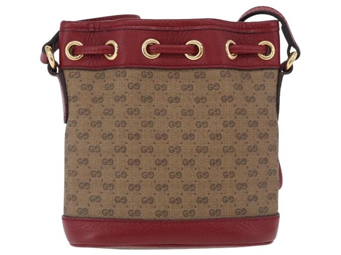 Borsa GUCCI Micro GG Supreme Fujiko-Pro PVC Beige Oro 647801 Auth 196955M D'oro - vista 3