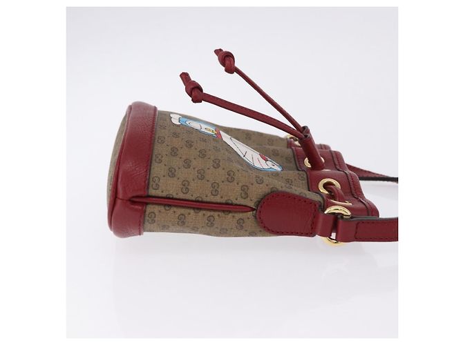 Borsa GUCCI Micro GG Supreme Fujiko-Pro PVC Beige Oro 647801 Auth 196955M D'oro - vista 4