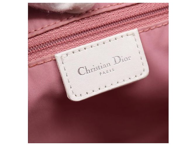 Borsa Tote Christian Dior Trotter Canvas Rosa Argento Auth 201935A - vista 14
