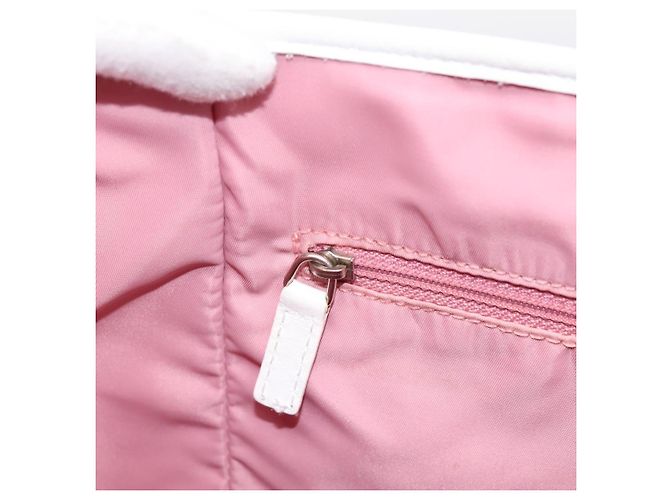 Borsa Tote Christian Dior Trotter Canvas Rosa Argento Auth 201935A - vista 18