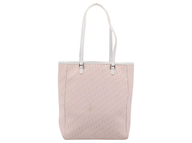 Borsa Tote Christian Dior Trotter Canvas Rosa Argento Auth 201935A - vista 3