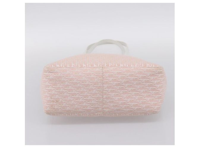 Borsa Tote Christian Dior Trotter Canvas Rosa Argento Auth 201935A - vista 9