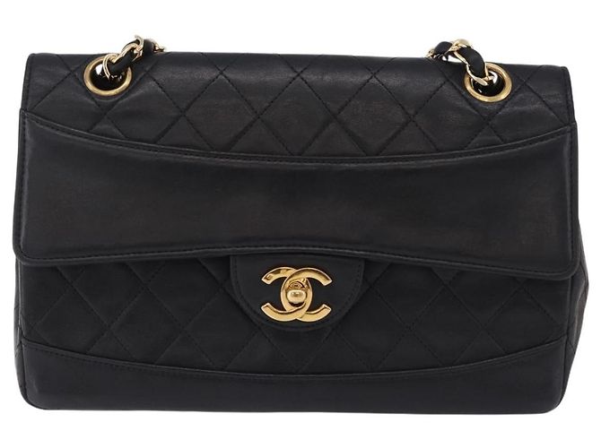 Borsa a tracolla CHANEL Matelasse con catena in pelle d'agnello nera e oro CC Auth 202003SAV Nero D'oro - vista 2