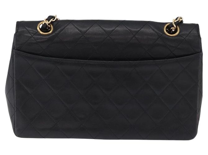 Borsa a tracolla CHANEL Matelasse con catena in pelle d'agnello nera e oro CC Auth 202003SAV Nero D'oro - vista 3