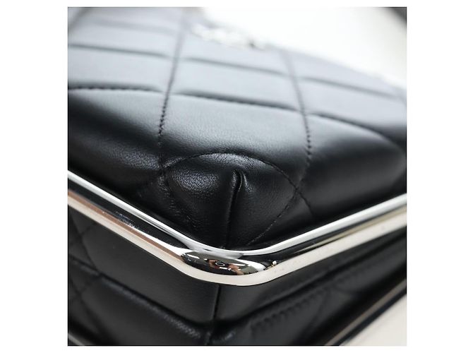 Borsa a mano CHANEL Matelasse in pelle d'agnello 2way Nera Argento CC Auth 199135SM Nero - vista 14