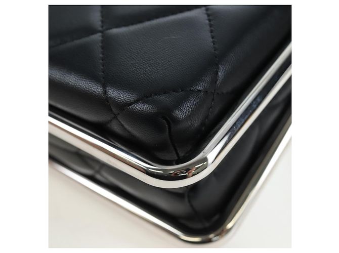Borsa a mano CHANEL Matelasse in pelle d'agnello 2way Nera Argento CC Auth 199135SM Nero - vista 16