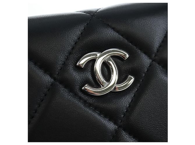 Borsa a mano CHANEL Matelasse in pelle d'agnello 2way Nera Argento CC Auth 199135SM Nero - vista 18