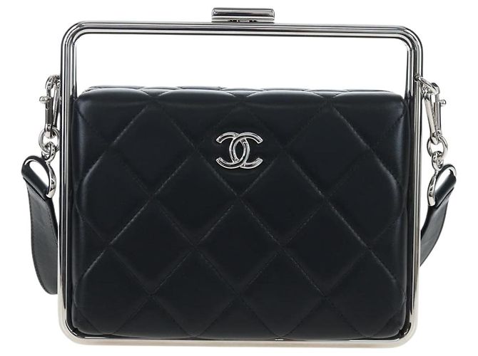 Borsa a mano CHANEL Matelasse in pelle d'agnello 2way Nera Argento CC Auth 199135SM Nero - vista 2