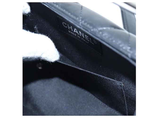 Borsa a mano CHANEL Matelasse in pelle d'agnello 2way Nera Argento CC Auth 199135SM Nero - vista 23
