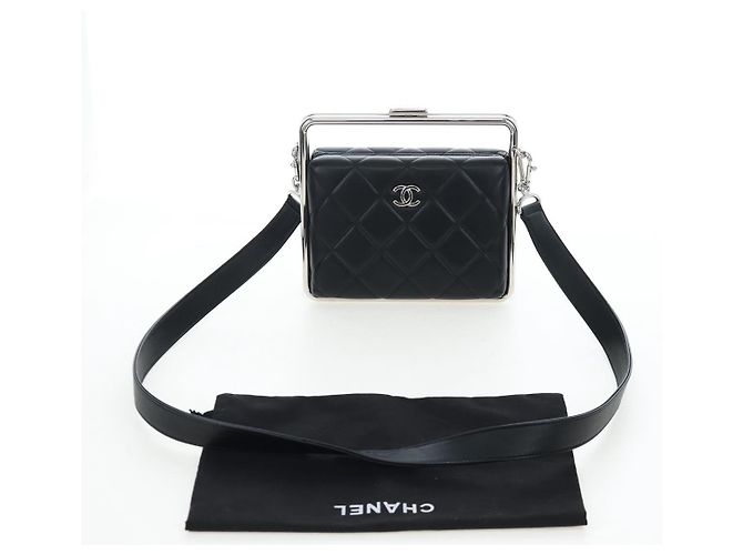 Borsa a mano CHANEL Matelasse in pelle d'agnello 2way Nera Argento CC Auth 199135SM Nero - vista 27