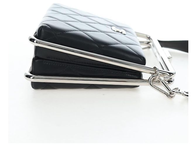 Borsa a mano CHANEL Matelasse in pelle d'agnello 2way Nera Argento CC Auth 199135SM Nero - vista 5