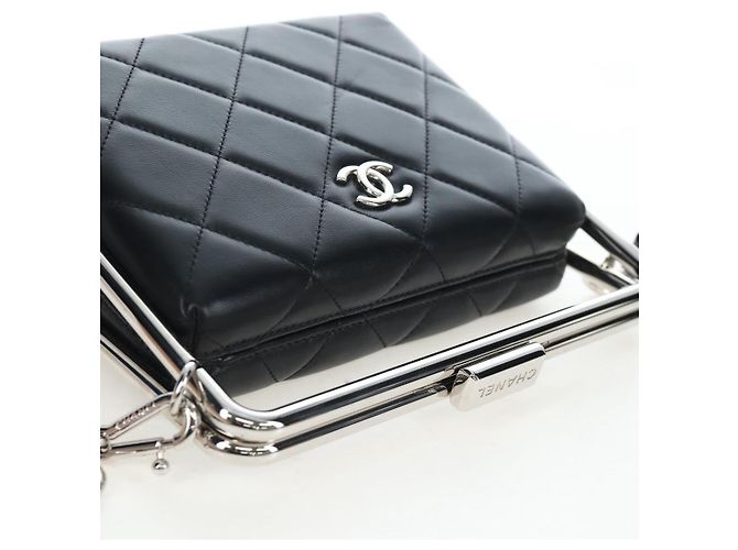 Borsa a mano CHANEL Matelasse in pelle d'agnello 2way Nera Argento CC Auth 199135SM Nero - vista 6