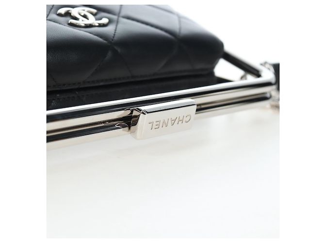 Borsa a mano CHANEL Matelasse in pelle d'agnello 2way Nera Argento CC Auth 199135SM Nero - vista 7