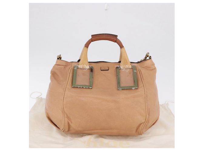 Chloé Borsa a mano Chloe Etel in pelle 2way Beige Gold Auth ka5954A D'oro - vista 26