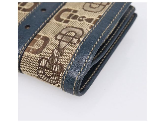 Carteira Bifold GUCCI Canvas Beige Gold Auth bs36910A Bege Dourado - vista 10