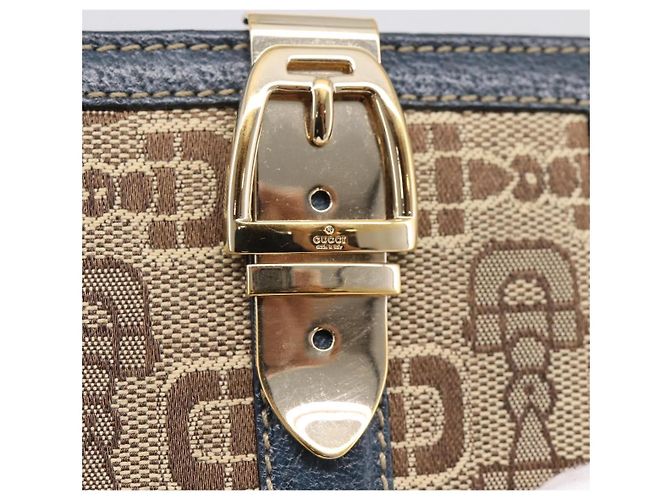 Carteira Bifold GUCCI Canvas Beige Gold Auth bs36910A Bege Dourado - vista 13
