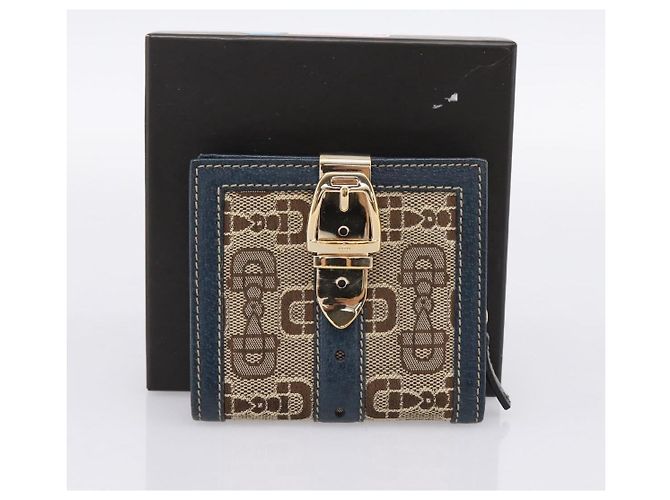 Carteira Bifold GUCCI Canvas Beige Gold Auth bs36910A Bege Dourado - vista 24