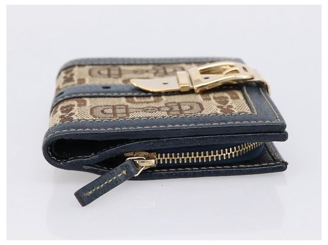 Carteira Bifold GUCCI Canvas Beige Gold Auth bs36910A Bege Dourado - vista 5