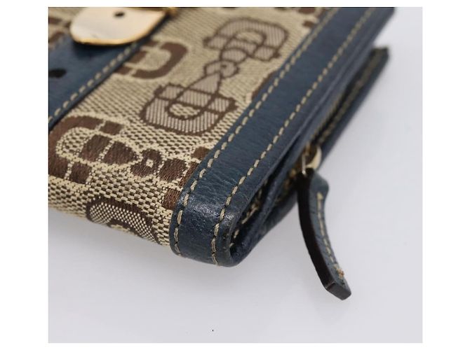 Carteira Bifold GUCCI Canvas Beige Gold Auth bs36910A Bege Dourado - vista 8