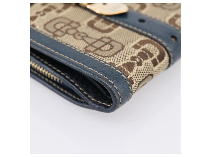 Carteira Bifold GUCCI Canvas Beige Gold Auth bs36910A Bege Dourado - vista 9