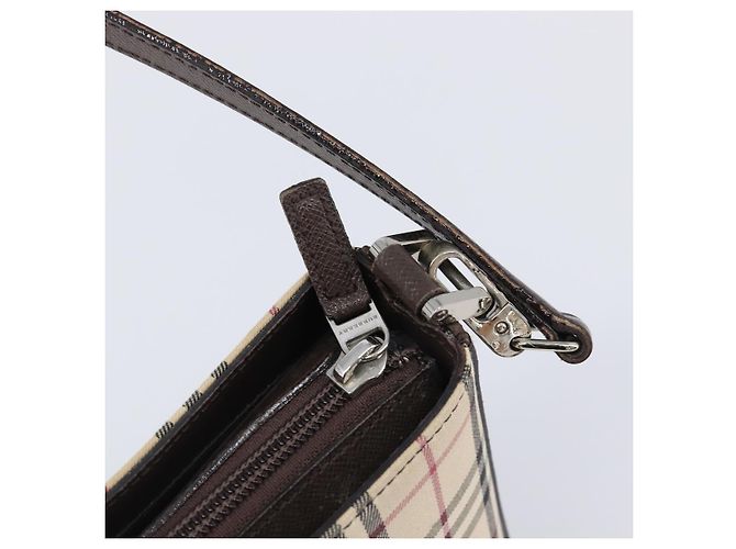 Borsa a tracolla BURBERRY Nova Check Canvas Beige Silver Auth 199499A Argento - vista 14