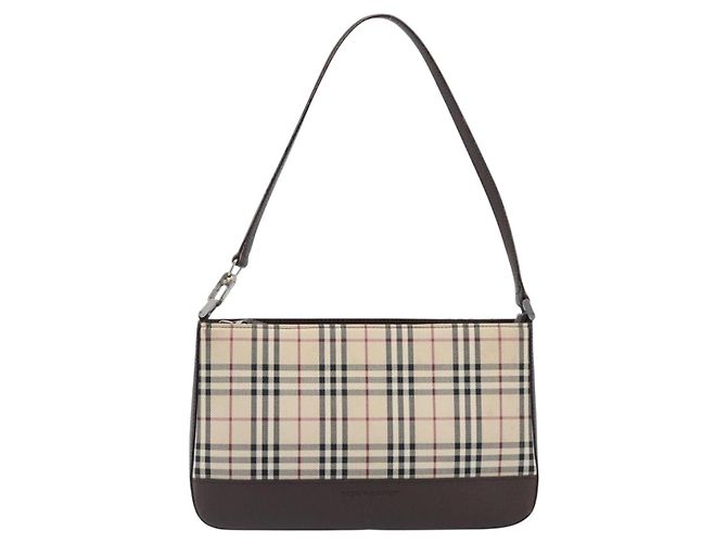 Borsa a tracolla BURBERRY Nova Check Canvas Beige Silver Auth 199499A Argento - vista 2