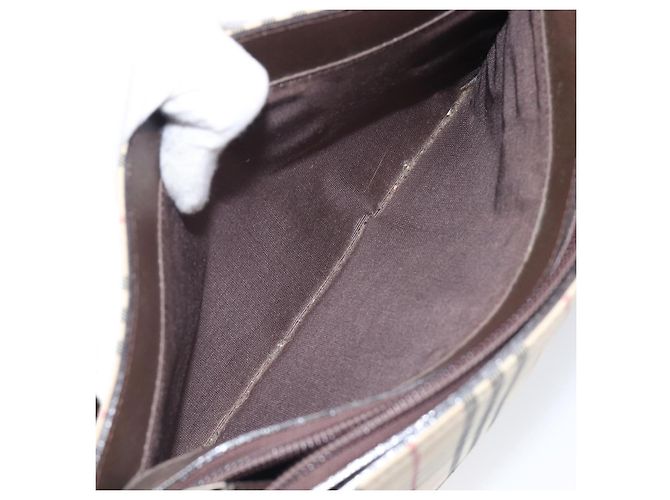 Borsa a tracolla BURBERRY Nova Check Canvas Beige Silver Auth 199499A Argento - vista 22