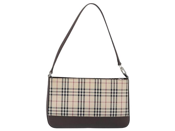 Borsa a tracolla BURBERRY Nova Check Canvas Beige Silver Auth 199499A Argento - vista 3