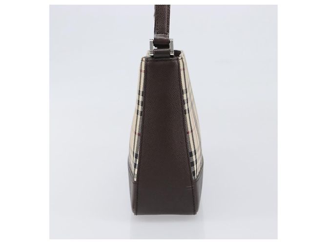 Borsa a tracolla BURBERRY Nova Check Canvas Beige Silver Auth 199499A Argento - vista 4