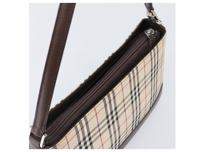 Borsa a tracolla BURBERRY Nova Check Canvas Beige Silver Auth 199499A Argento - vista 6