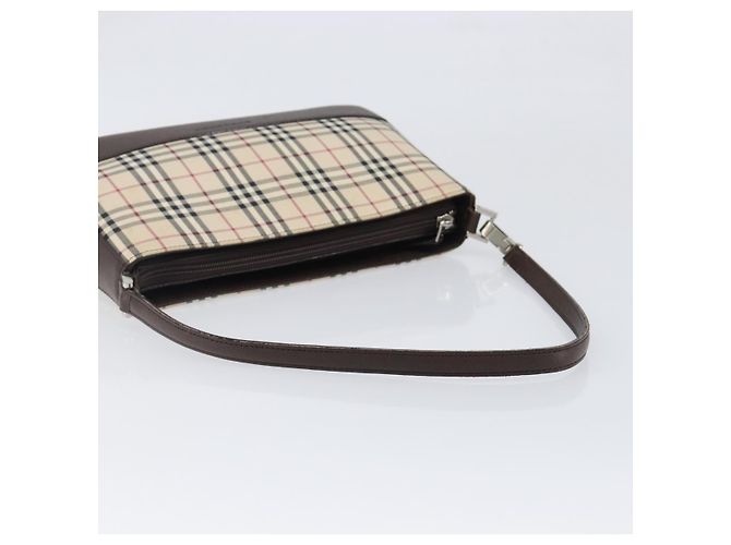 Borsa a tracolla BURBERRY Nova Check Canvas Beige Silver Auth 199499A Argento - vista 7