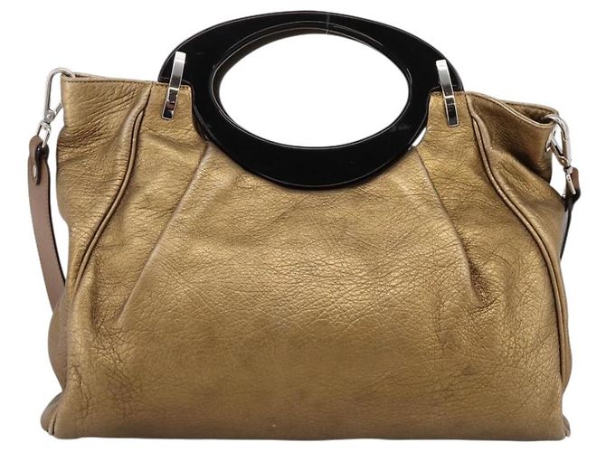 MARNI Handtasche Leder 2way Gold Silber Auth 202246A Golden - Ansicht 2