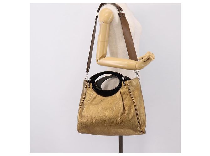 MARNI Handtasche Leder 2way Gold Silber Auth 202246A Golden - Ansicht 22
