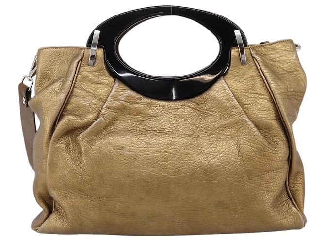 MARNI Handtasche Leder 2way Gold Silber Auth 202246A Golden - Ansicht 3
