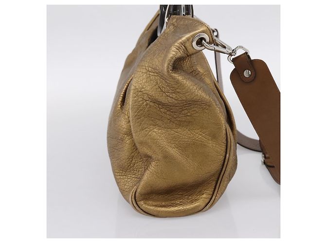 MARNI Handtasche Leder 2way Gold Silber Auth 202246A Golden - Ansicht 4
