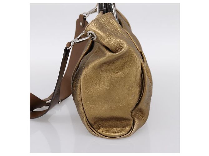 MARNI Handtasche Leder 2way Gold Silber Auth 202246A Golden - Ansicht 5