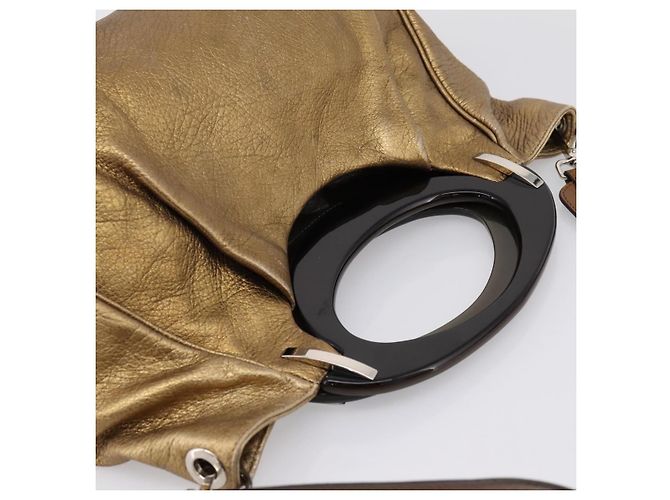 MARNI Handtasche Leder 2way Gold Silber Auth 202246A Golden - Ansicht 6