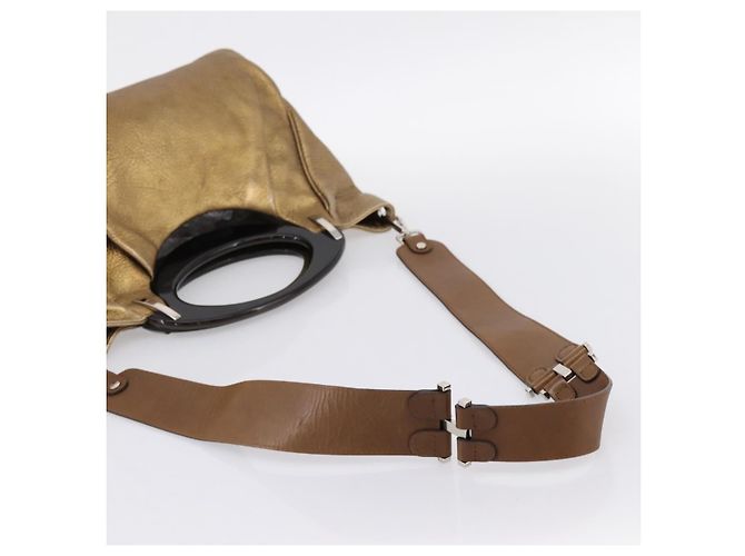 MARNI Handtasche Leder 2way Gold Silber Auth 202246A Golden - Ansicht 9
