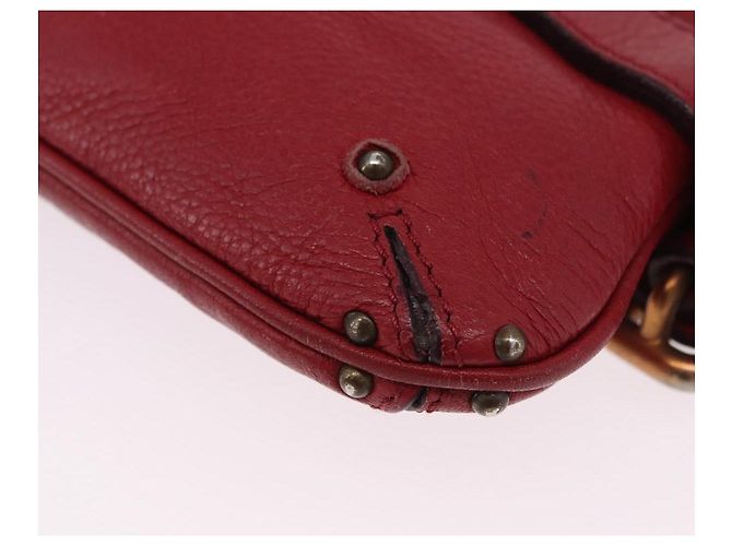 Chloé Chloe Accessory Pouch Leather Red Gold Silver Auth mr2868A Silvery Golden - view 15