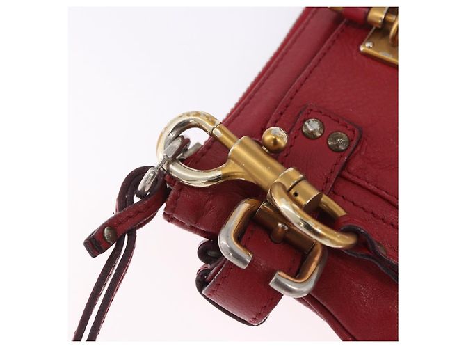 Chloé Chloe Accessory Pouch Leather Red Gold Silver Auth mr2868A Silvery Golden - view 17