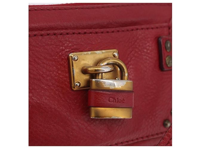 Chloé Chloe Accessory Pouch Leather Red Gold Silver Auth mr2868A Silvery Golden - view 18