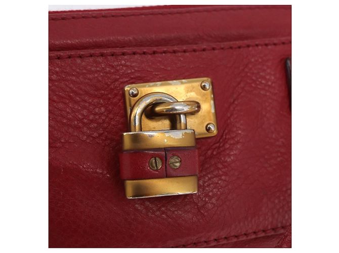 Chloé Chloe Accessory Pouch Leather Red Gold Silver Auth mr2868A Silvery Golden - view 19