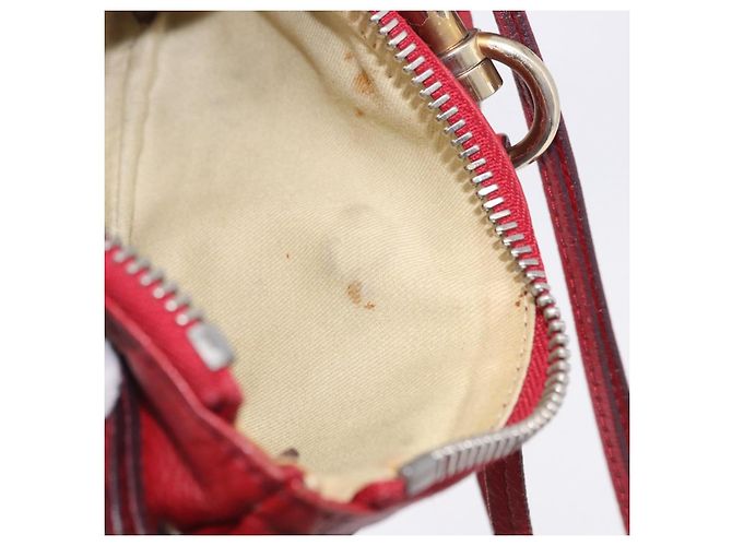 Chloé Chloe Accessory Pouch Leather Red Gold Silver Auth mr2868A Silvery Golden - view 23